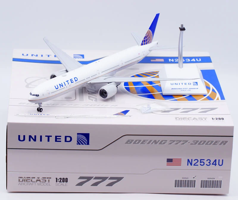 Collectible Diecast Aircraft Model Boeing B777-300ER XX20422 JC Wings 1:200 United Airlines Reg: N2534U