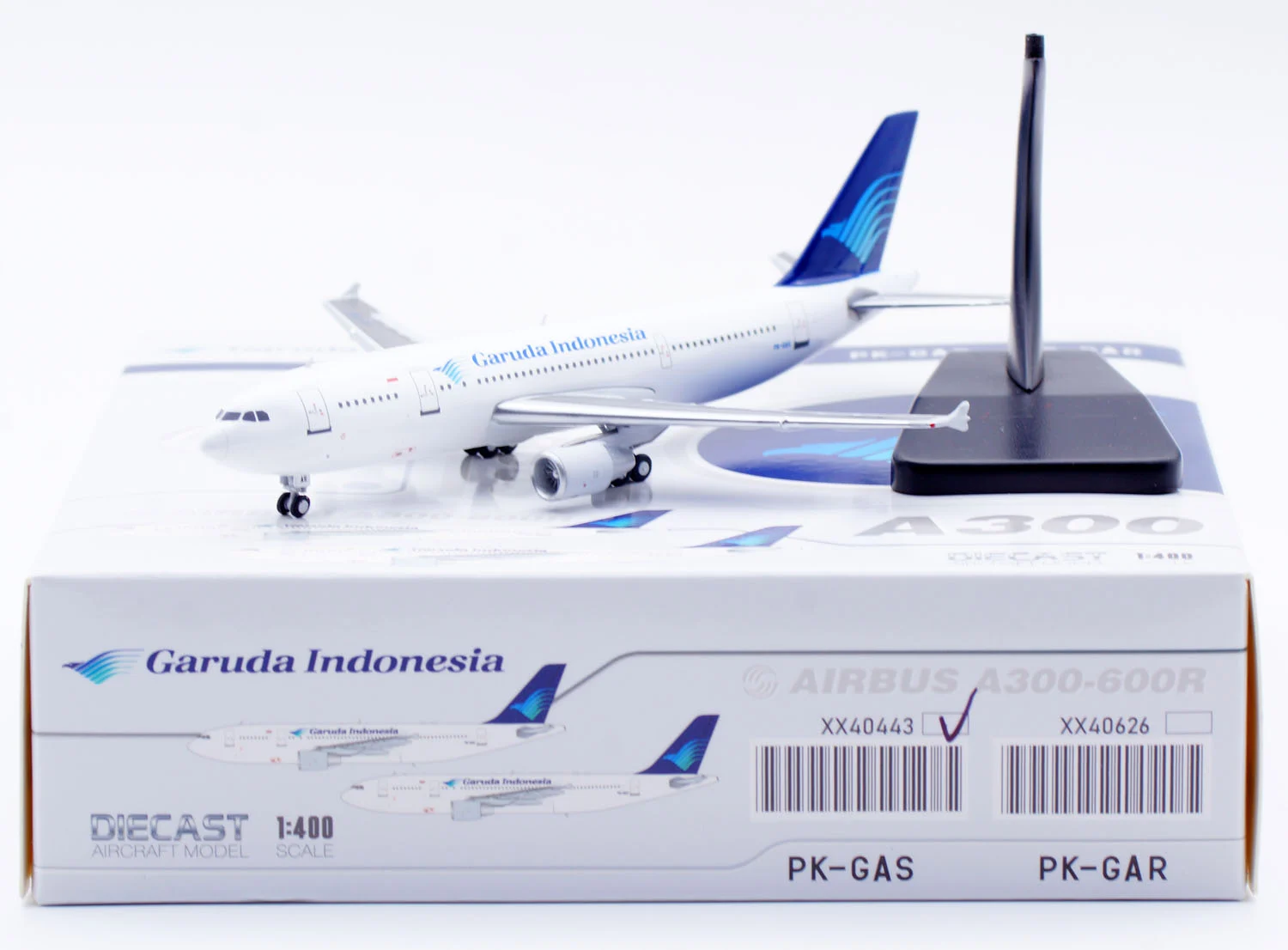 Collectible Diecast Aircraft Model Airbus A300-600R XX40443 JC Wings 1:400 Garuda Indonesia Reg: PK-GAS