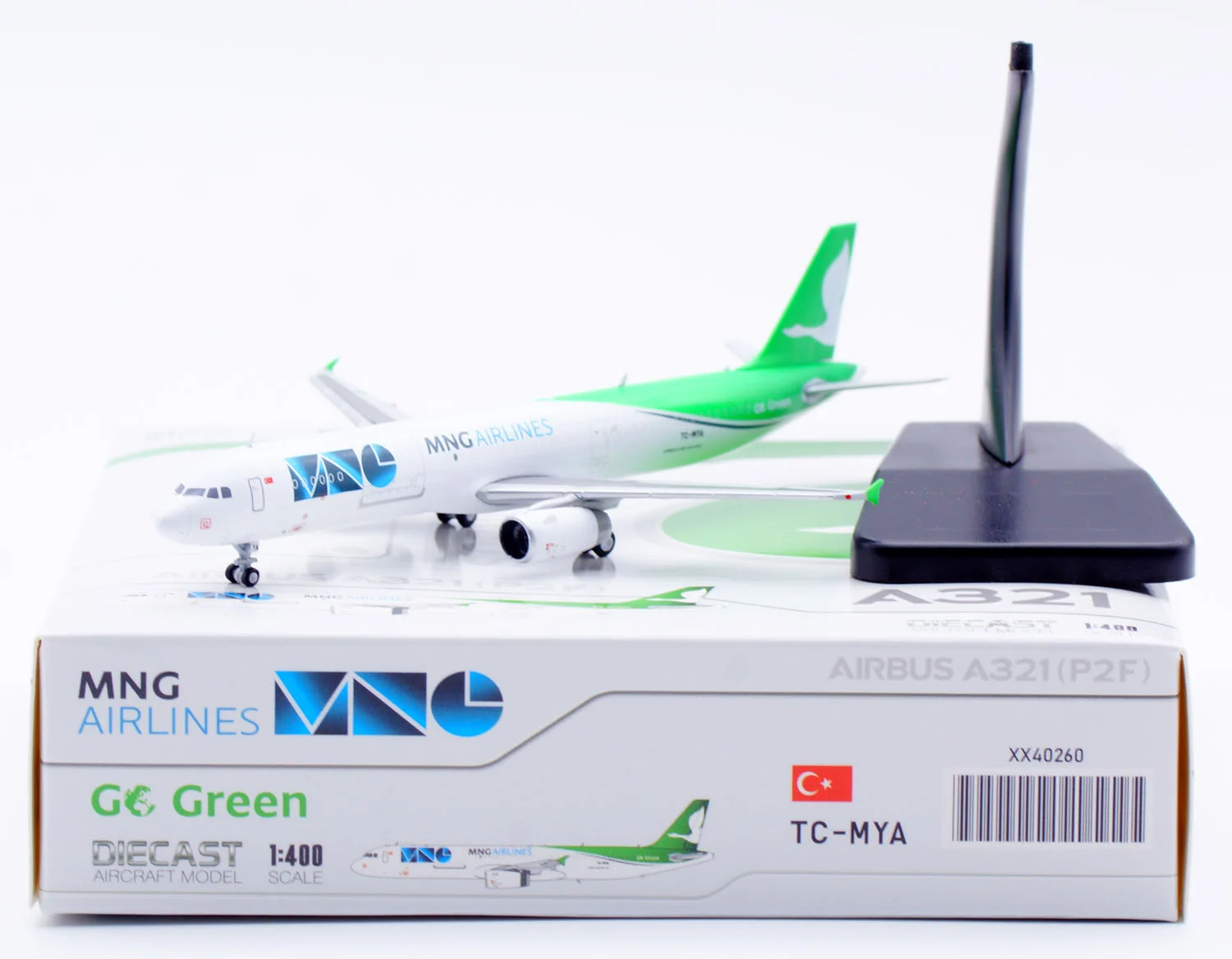 Collectible Diecast Aircraft Model Airbus A321(P2F) XX40260 JC Wings 1:400 MNG Airlines Reg: TC-MYA