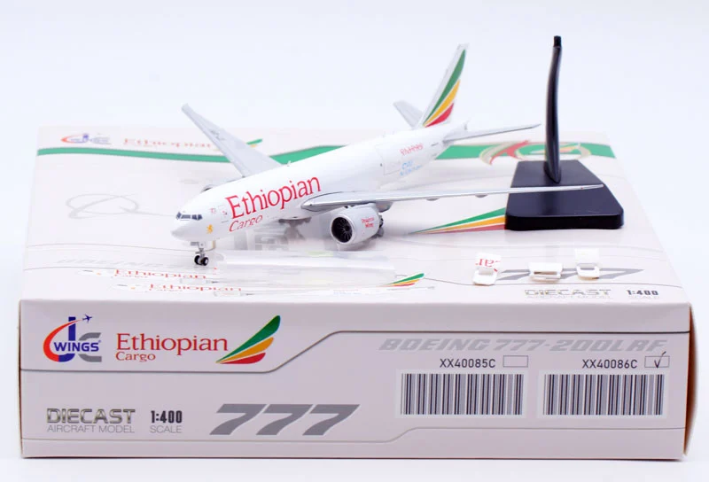 Collectible Diecast Aircraft Model Boeing B777F XX40086C "Interactive Series" JC Wings 1:400 Ethiopian Cargo Reg: ET-APU