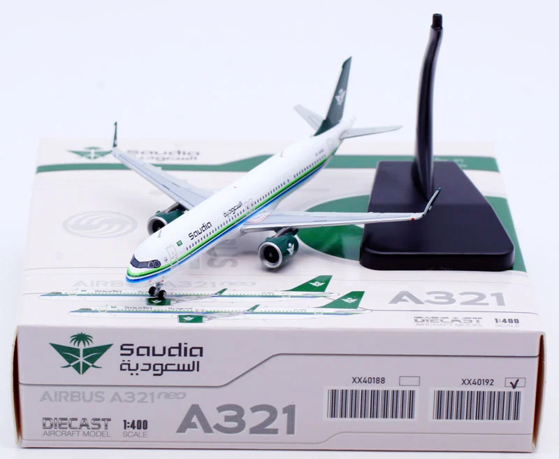 Collectible Diecast Aircraft Model Airbus A321NEO XX40192 JC Wings 1:400 Saudi Arabian Airlines Reg: HZ-ASAD
