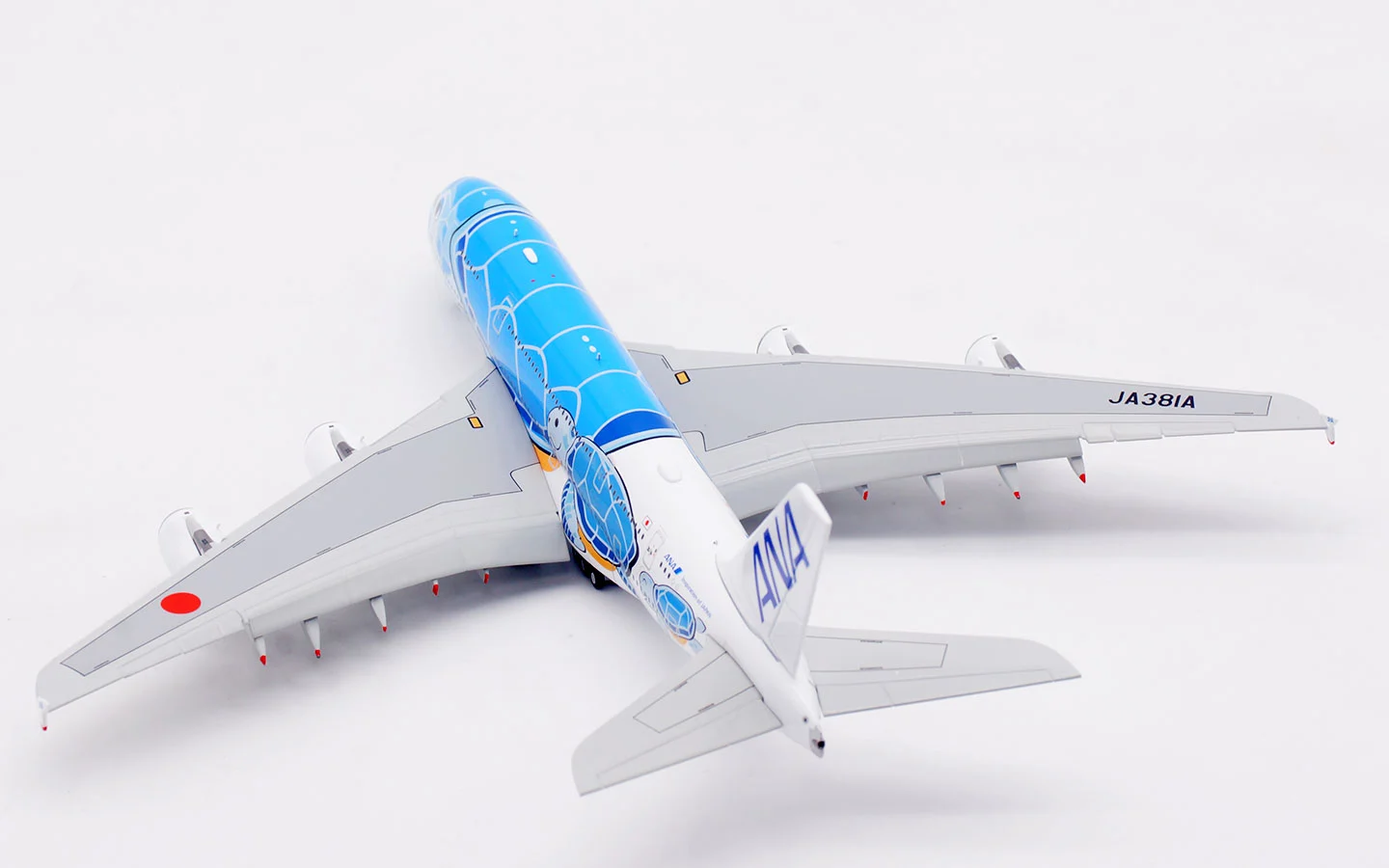 Collectible Diecast Aircraft Model Airbus A380 A582301F "Flying Honu-Lani" (Blue Turtle) HX Models 1:400 ANA All Nippon Airways Reg: JA381A Flaps Down