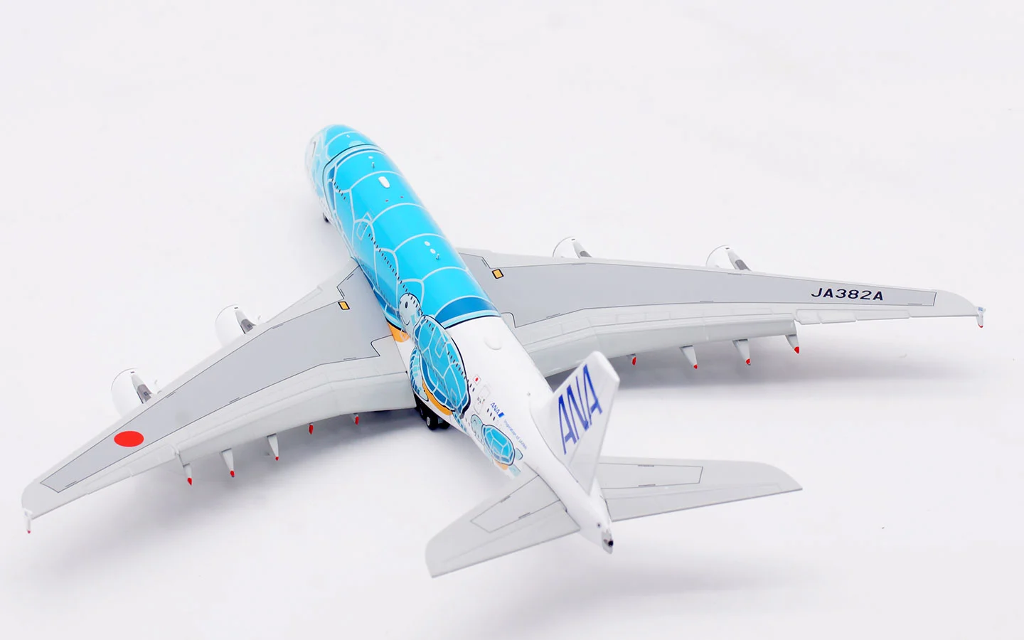 Collectible Diecast Aircraft Model Airbus A380 A582302F "Flying Honu-Lani" (Green Turtle) HX Models 1:400 ANA All Nippon Airways Reg: JA382A Flaps Down