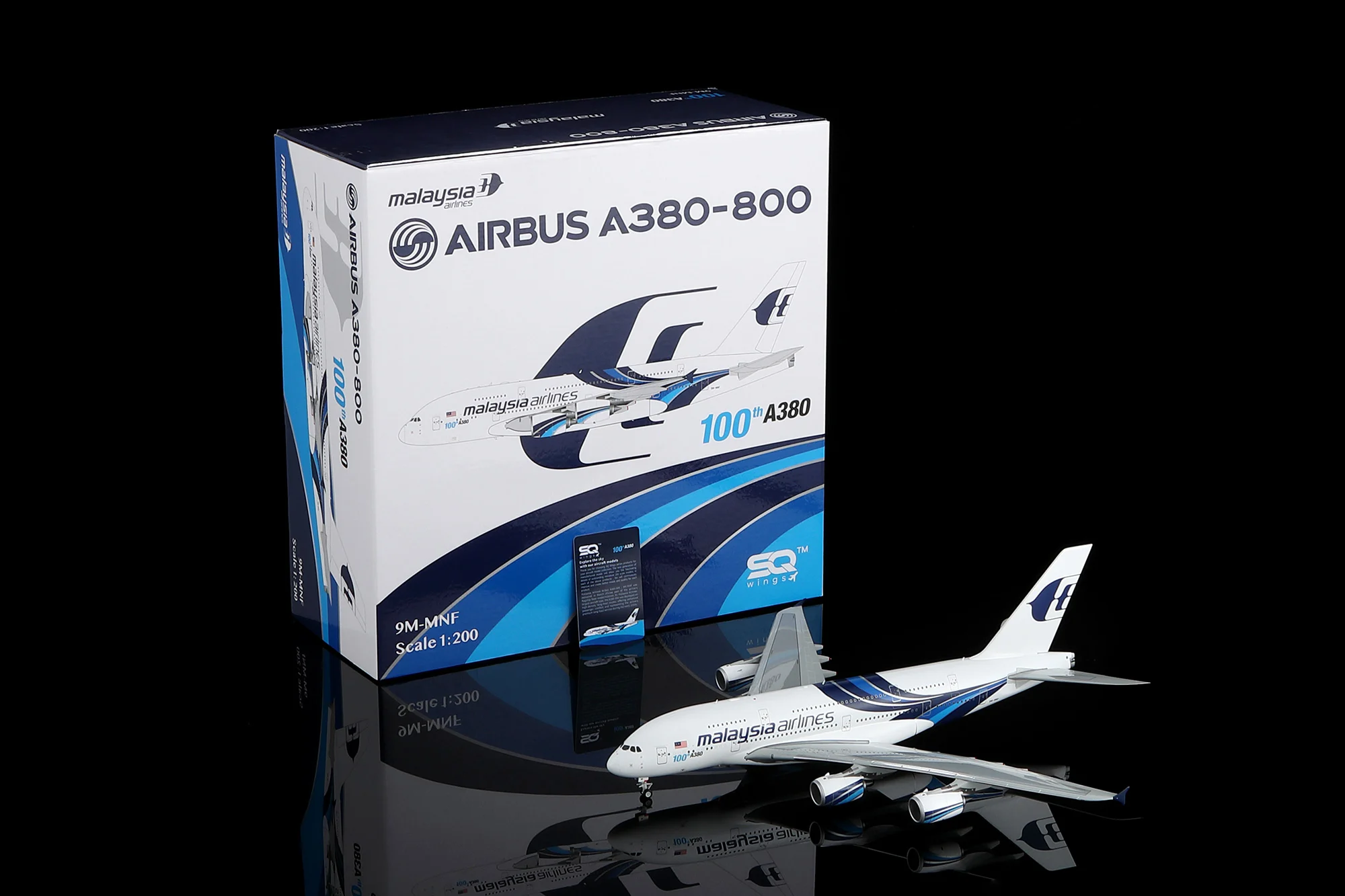Collectible Diecast Aircraft Model Airbus A380-800 L2152FD SQ Wings 1:200 Malaysia Airlines Reg: 9M-MNF Flaps Down