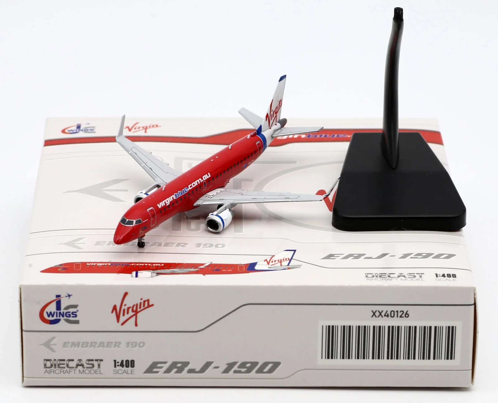 Collectible Diecast Aircraft Model EMBRAER ERJ-190 XX40126 JC Wings 1:400 Virgin Blue Airlines Reg: VH-ZPI