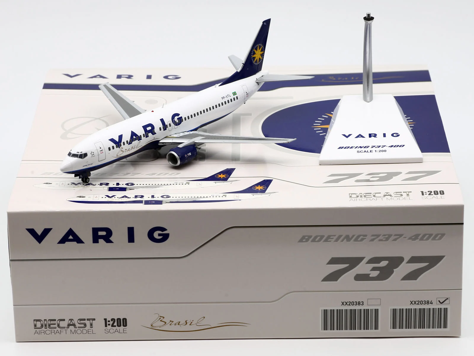 Collectible Diecast Aircraft Model Boeing B737-400 XX20384 JC Wings 1:200 Varig Airlines Reg: PP-VTL