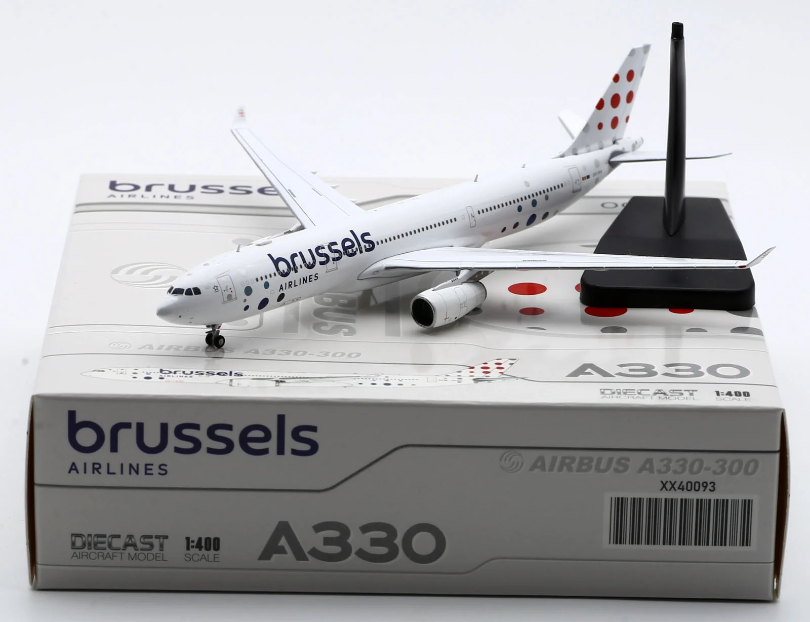 Collectible Diecast Aircraft Model Airbus A330-300 XX40093 JC Wings 1:400 Brussels Airlines Reg: OO-SFX
