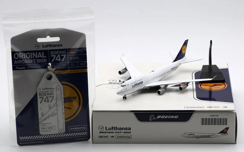 Collectible Diecast Aircraft Model Boeing B747-400 XX40104 JC Wings 1:400 Lufthansa Reg: D-ABTE & AVIATIONTAG