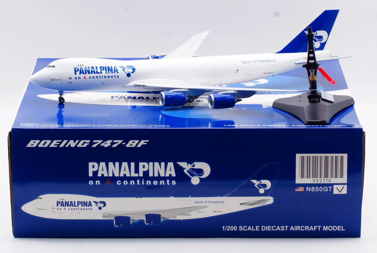 Collectible Diecast Aircraft Model Boeing B747-8 XX2710 JC Wings 1:200 Panalpina Airlines Reg: N850GT