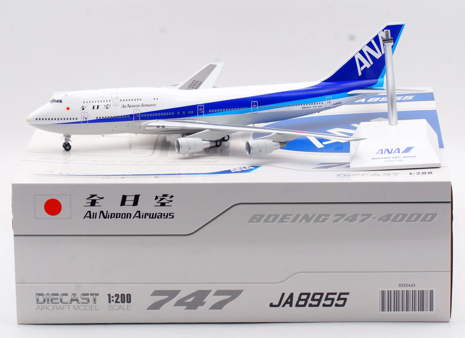 Collectible Diecast Aircraft Model Boeing B747-400D XX20443 JC Wings 1:200 All Nippon Airways ANA Reg: JA8955