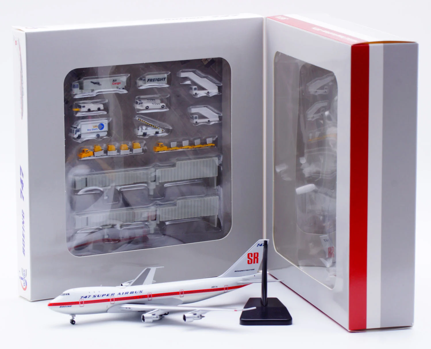 Collectible Diecast Aircraft Model Boeing B747-100 XX40280 [747 Super Airbus] JC Wings 1:400 [House Color] Reg: JA8114 With GSE set