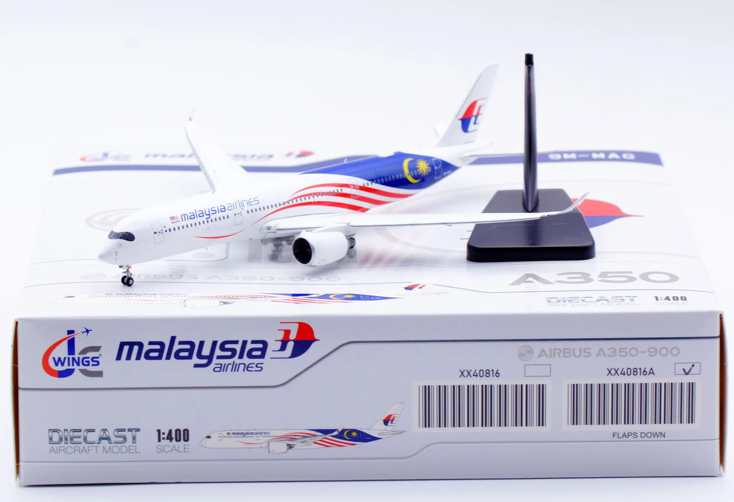 Collectible Diecast Aircraft Model Airbus A350-900 XX40816A JC Wings 1:400 Malaysia Airlines Reg: 9M-MAG Flaps Down