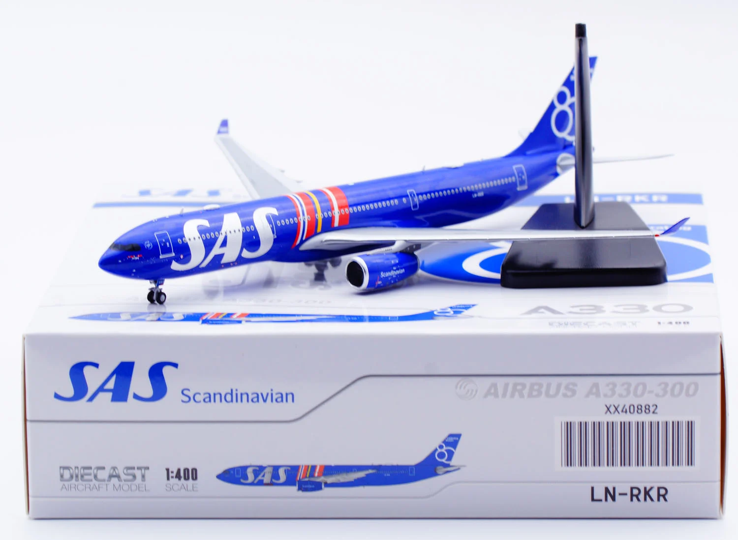 Collectible Diecast Aircraft Model Airbus A330-300 XX40882 [80 Years] JC Wings 1:400 SAS Scandinavian AirlinesReg: LN-RKR