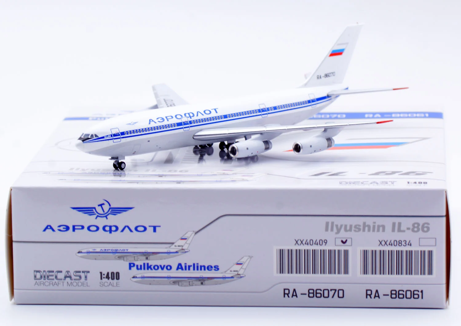 Collectible Diecast Aircraft Model ILYUSHIN IL-86 XX40409 JC Wings 1:400 Aeroflot Reg: RA-86070
