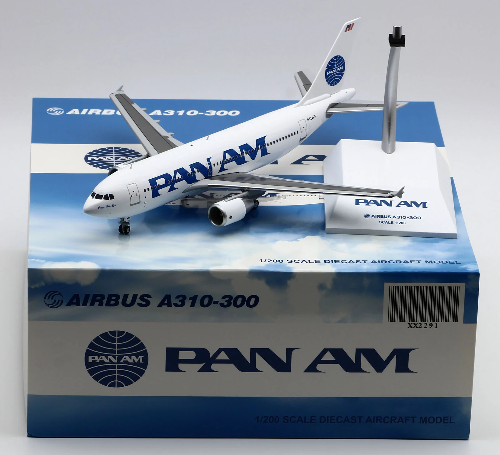 Collectible Diecast Aircraft Model Airbus A310-300 XX2291 JC Wings 1:200 Pan Am Reg: N824PA