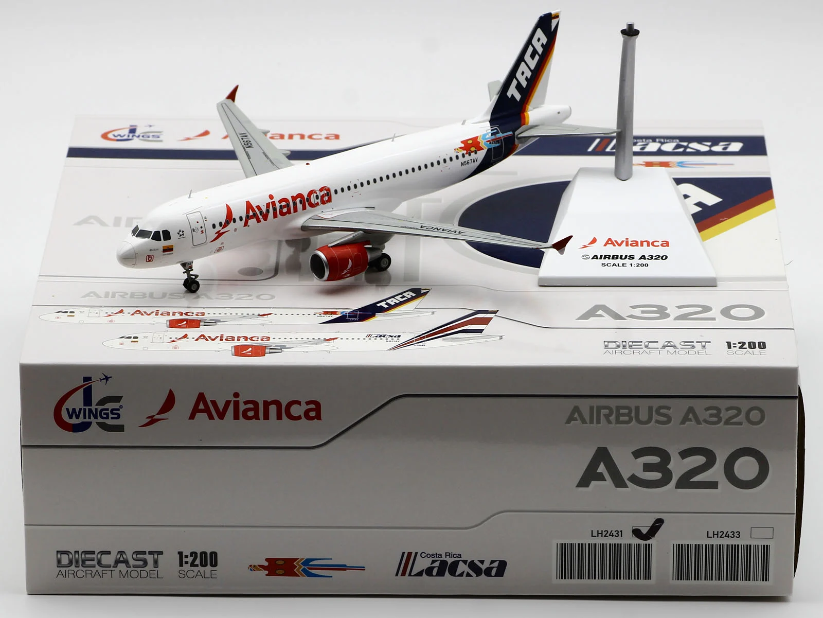 Collectible Diecast Aircraft Model Airbus A320 LH2431 [Retro Livery] JC Wings 1:200 Avianca TACA Reg: N567AV