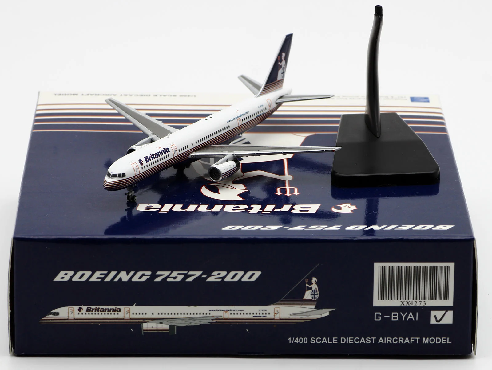Collectible Diecast Aircraft Model Boeing B757-200 XX4273 JC Wings 1:400 Britannia Airways Reg: G-BYAI