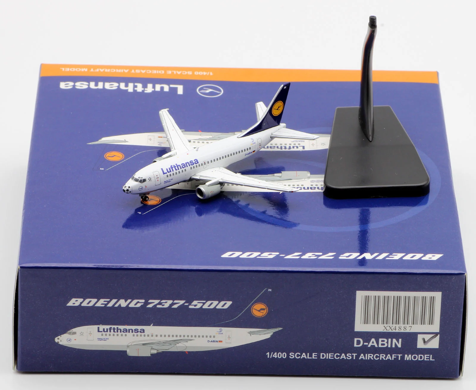 Collectible Diecast Aircraft Model Boeing B737-500 XX4887 JC Wings 1:400 Lufthansa Airlines Reg: D-ABIN