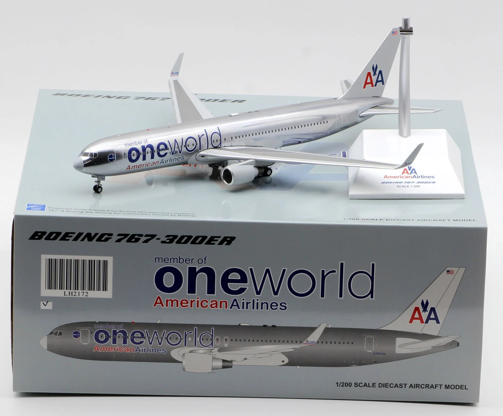 Collectible Diecast Aircraft Model Boeing B767-300ER LH2172 JC Wings 1:200 American Airlines Reg: N395AN
