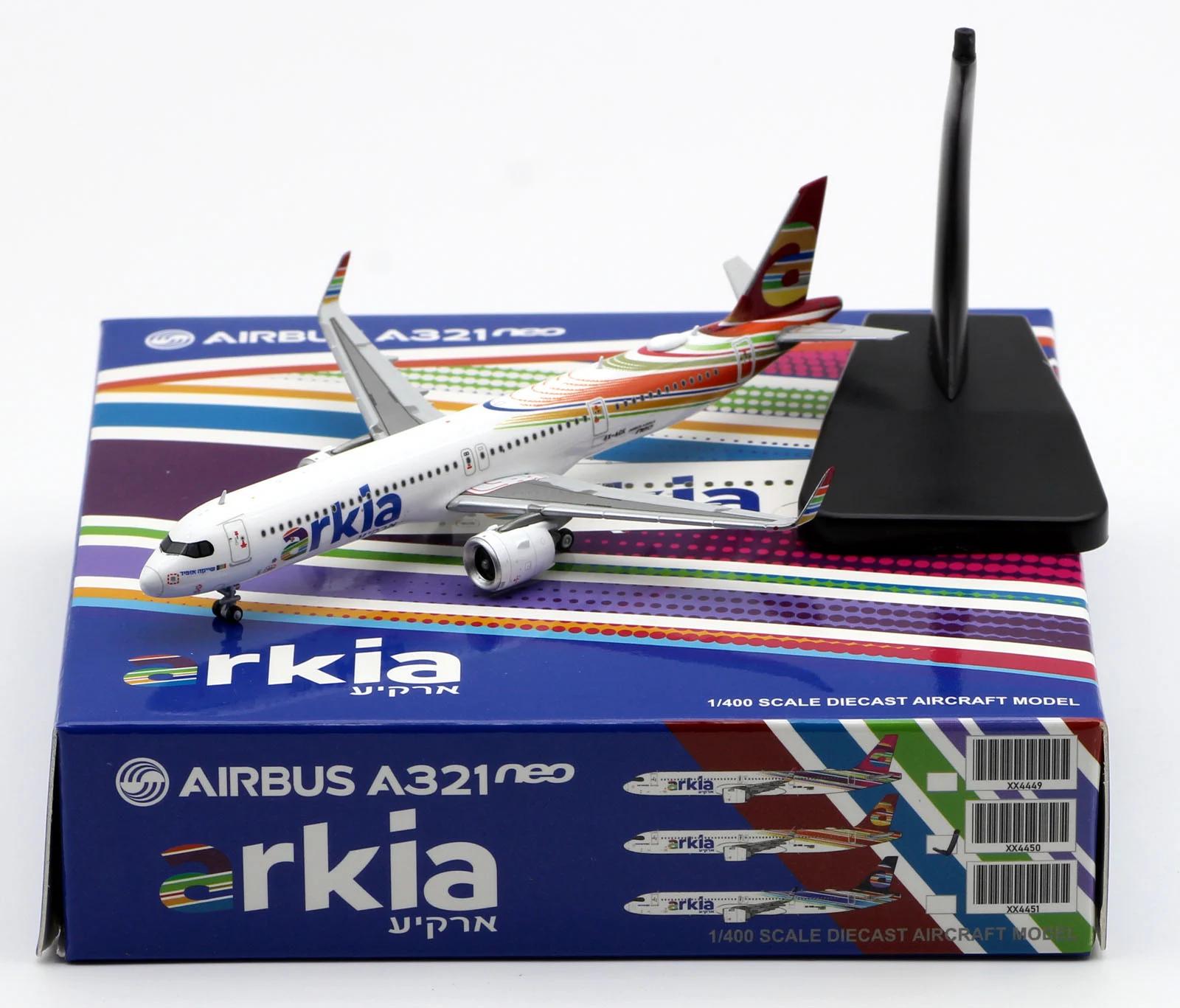 Collectible Diecast Aircraft Model Airbus A321neo XX4450 JC Wings 1:400 Arkia Airlines Reg: 4X-AGK