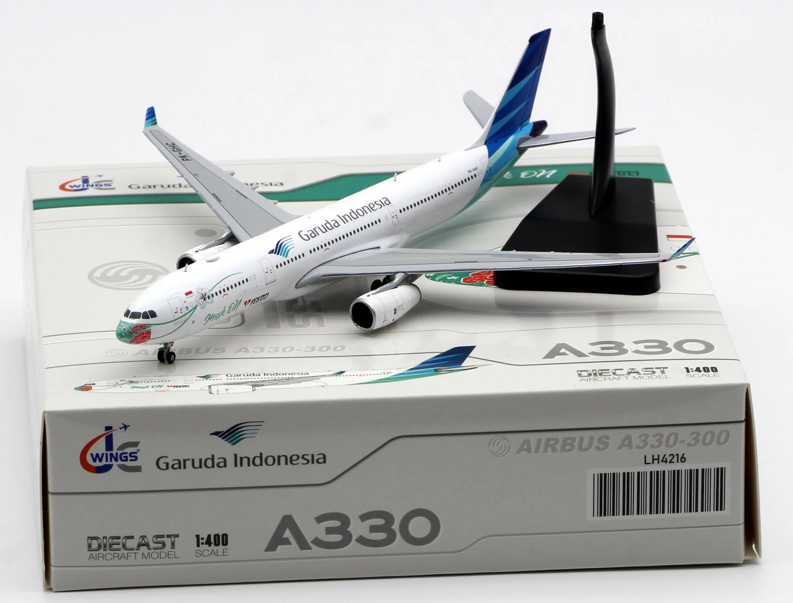 Collectible Diecast Aircraft Model Airbus A330-300 LH4216 "Mask On" JC Wings 1:400 Garuda Indonesia Reg: PK-GHC