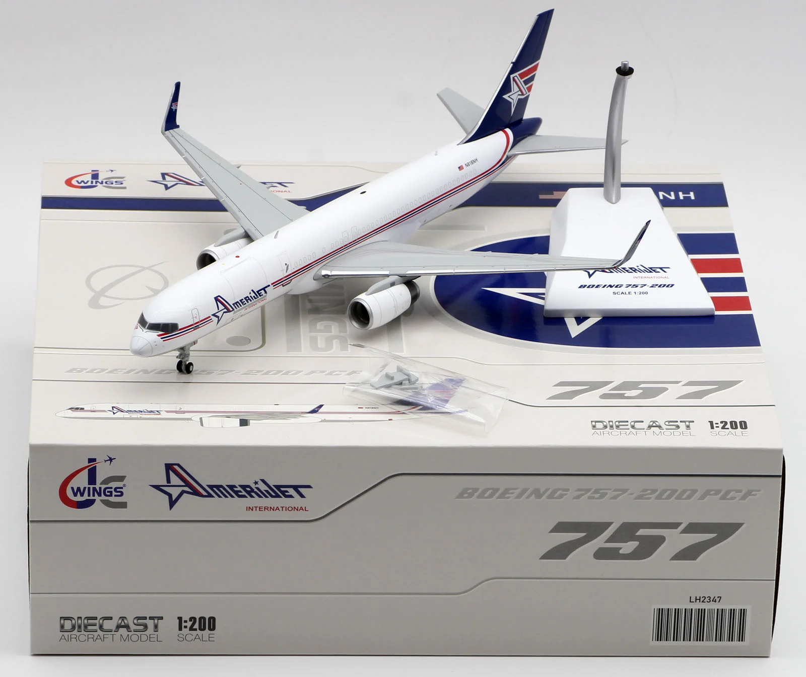 Collectible Diecast Aircraft Model Boeing B757-200 LH2347 JC Wings 1:200 Amerijet International Reg: N818NH
