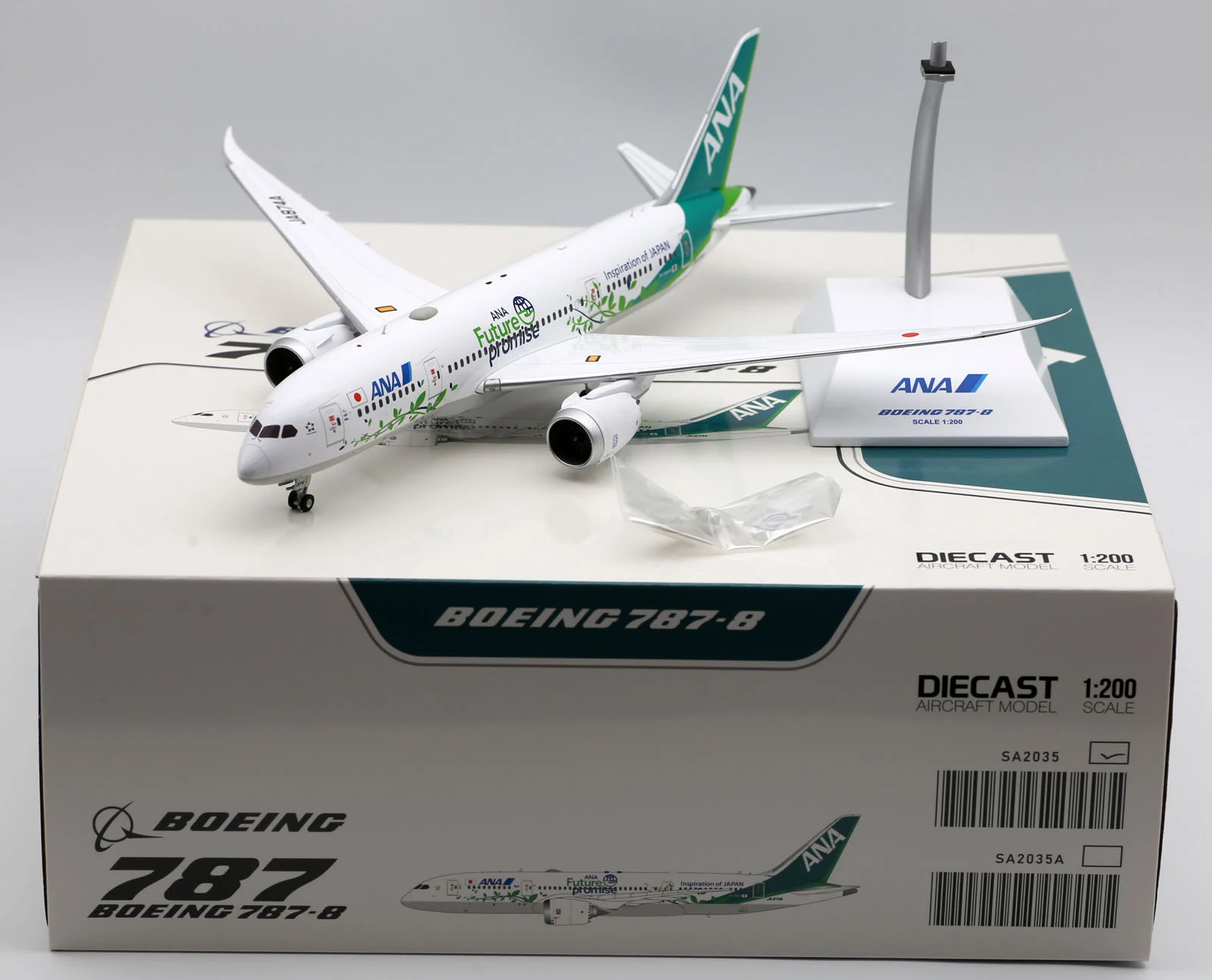 Collectible Diecast Aircraft Model Boeing B787-8 SA2035 JC Wings 1:200 All Nippon Airways ANA Reg: JA874A