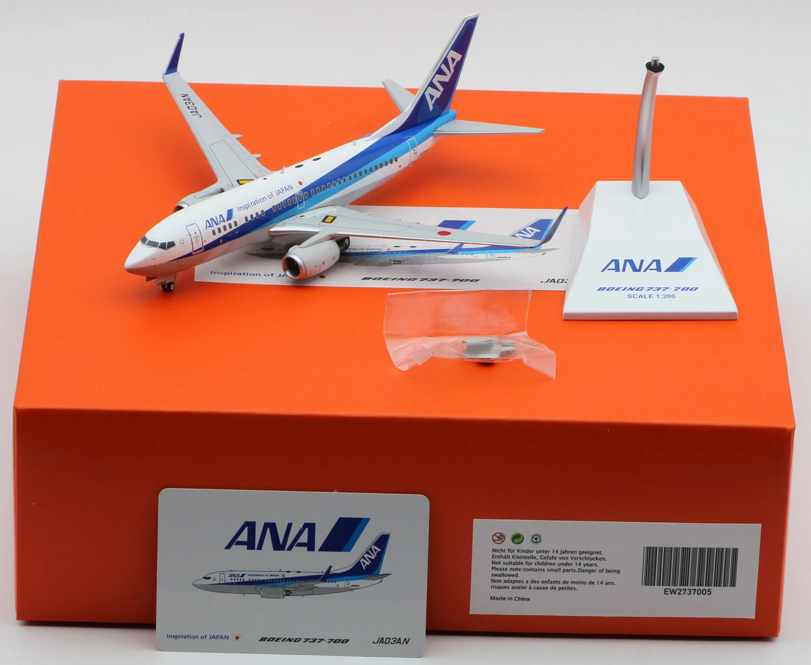 Collectible Diecast Aircraft Model Boeing B737-700 EW2737005 JC Wings 1:200 ANA All Nippon Airways Reg: JA03AN