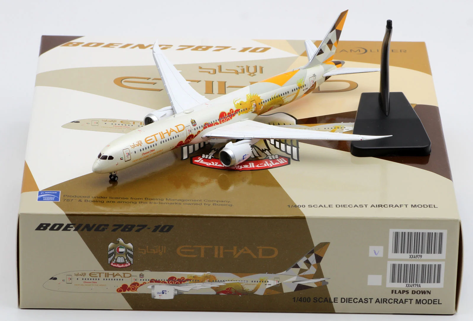 Collectible Diecast Aircraft Model Boeing B787-10 XX4979 JC Wings 1:400 Etihad Airways Reg: A6-BMD