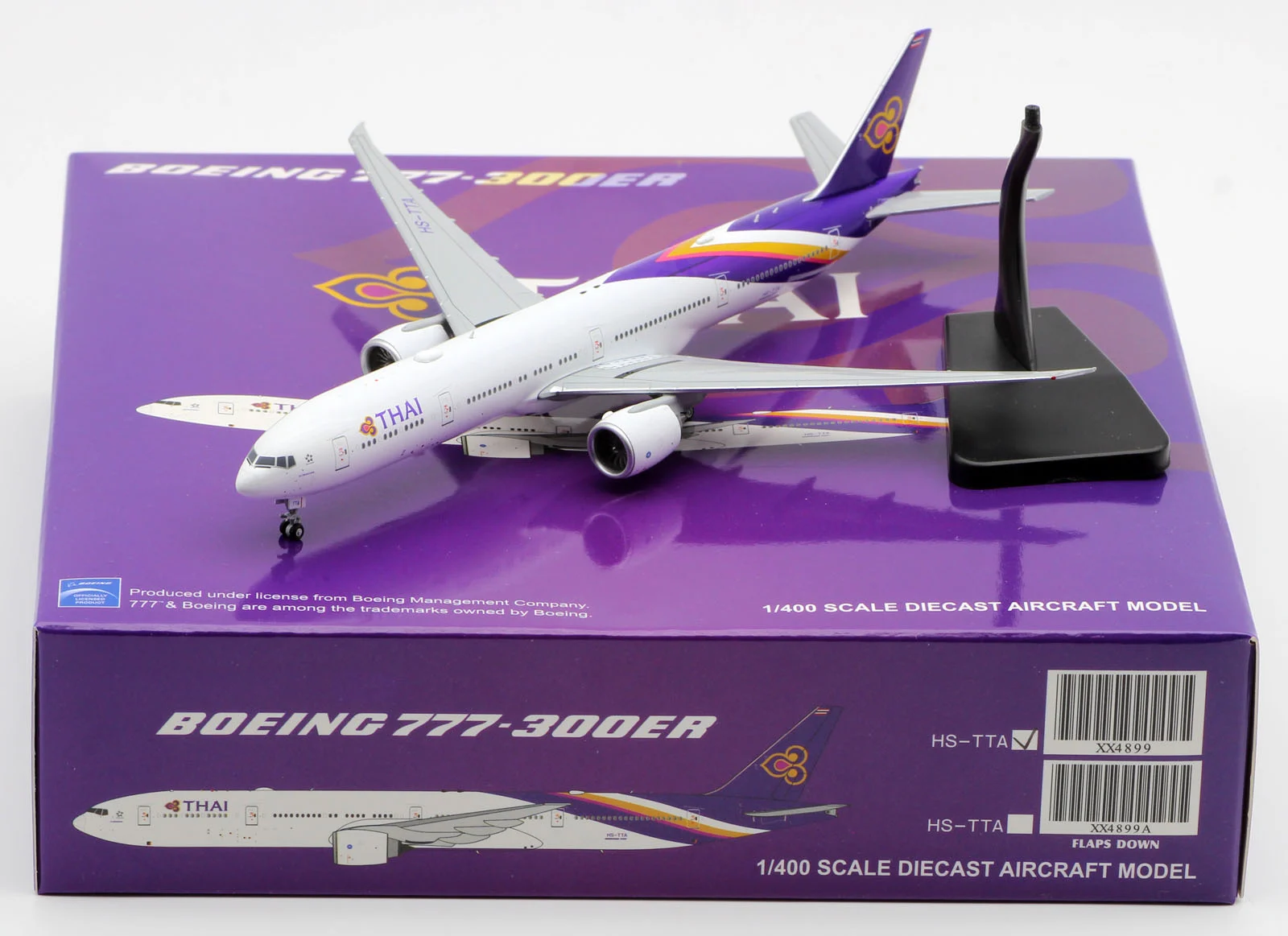 Collectible Diecast Aircraft Model Boeing B777-300ER XX4899 JC Wings 1:400 Thai Airways Reg: HS-TTA