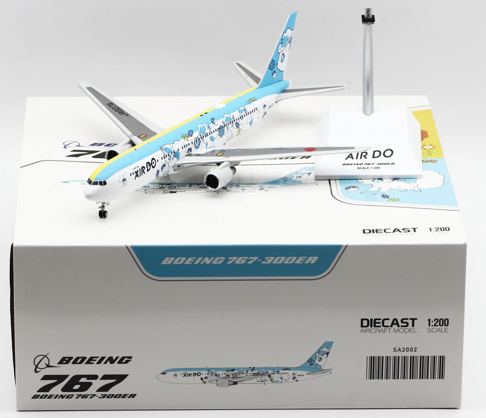 Collectible Diecast Aircraft Model Boeing B767-300ER SA2002 JC Wings 1:200 Hokkaido Airlines Reg: JA607A