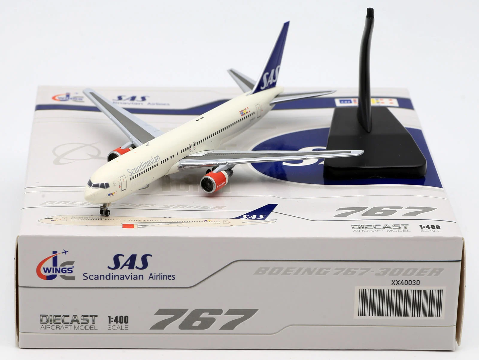 Collectible Diecast Aircraft Model Boeing B767-300 XX40030 JC Wings 1:400 Scandinavian Airlines Reg: LN-RCH