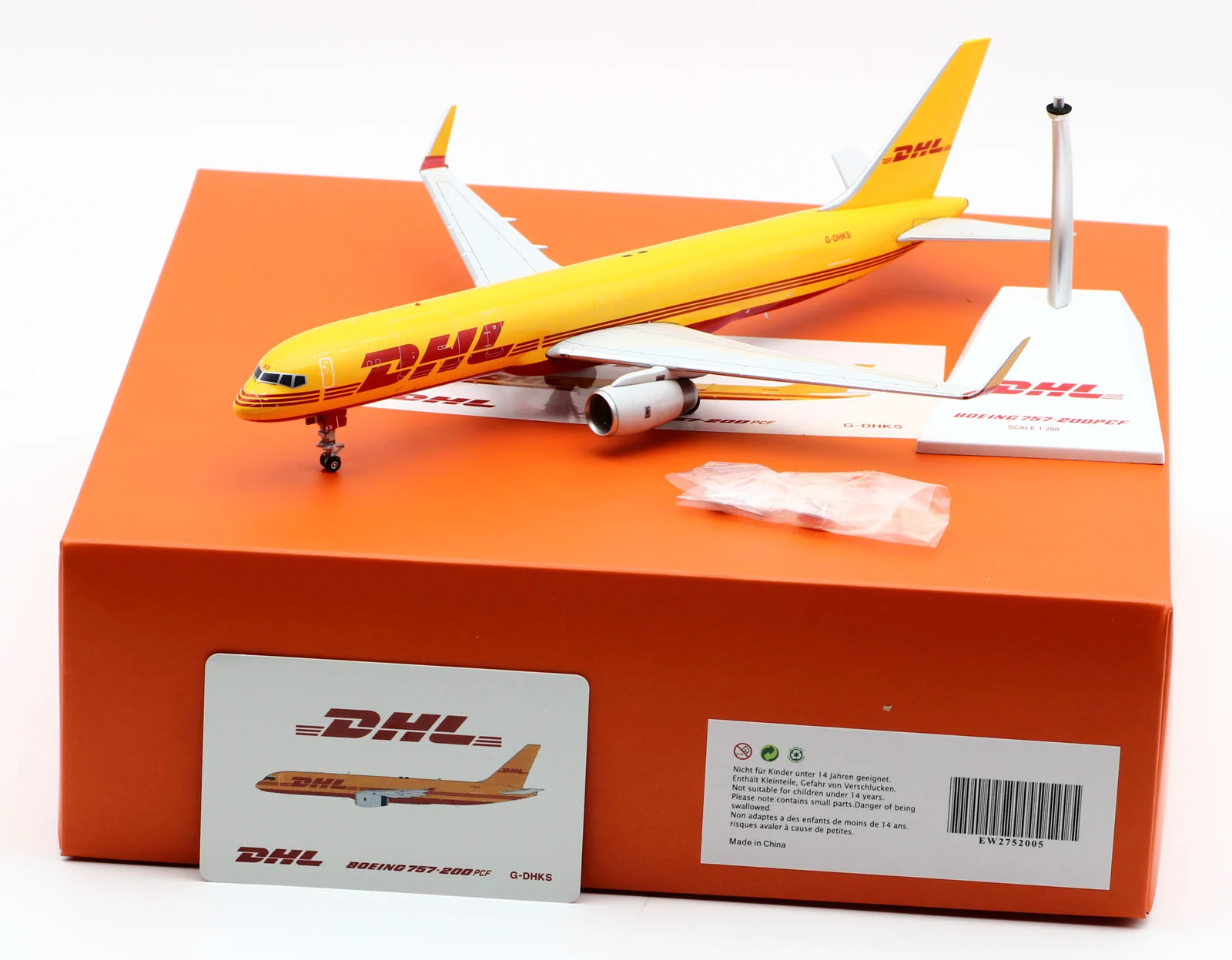 Collectible Diecast Aircraft Model Boeing B757-200 EW2752005 JC Wings 1:200 DHL Reg: G-DHKS