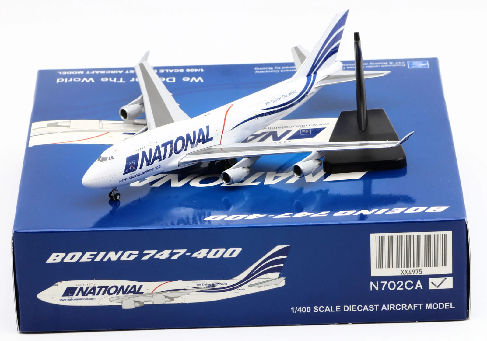 Collectible Diecast Aircraft Model Boeing B747-400(BCF) XX4975 JC Wings 1:400 National Airlines Reg: N702CA