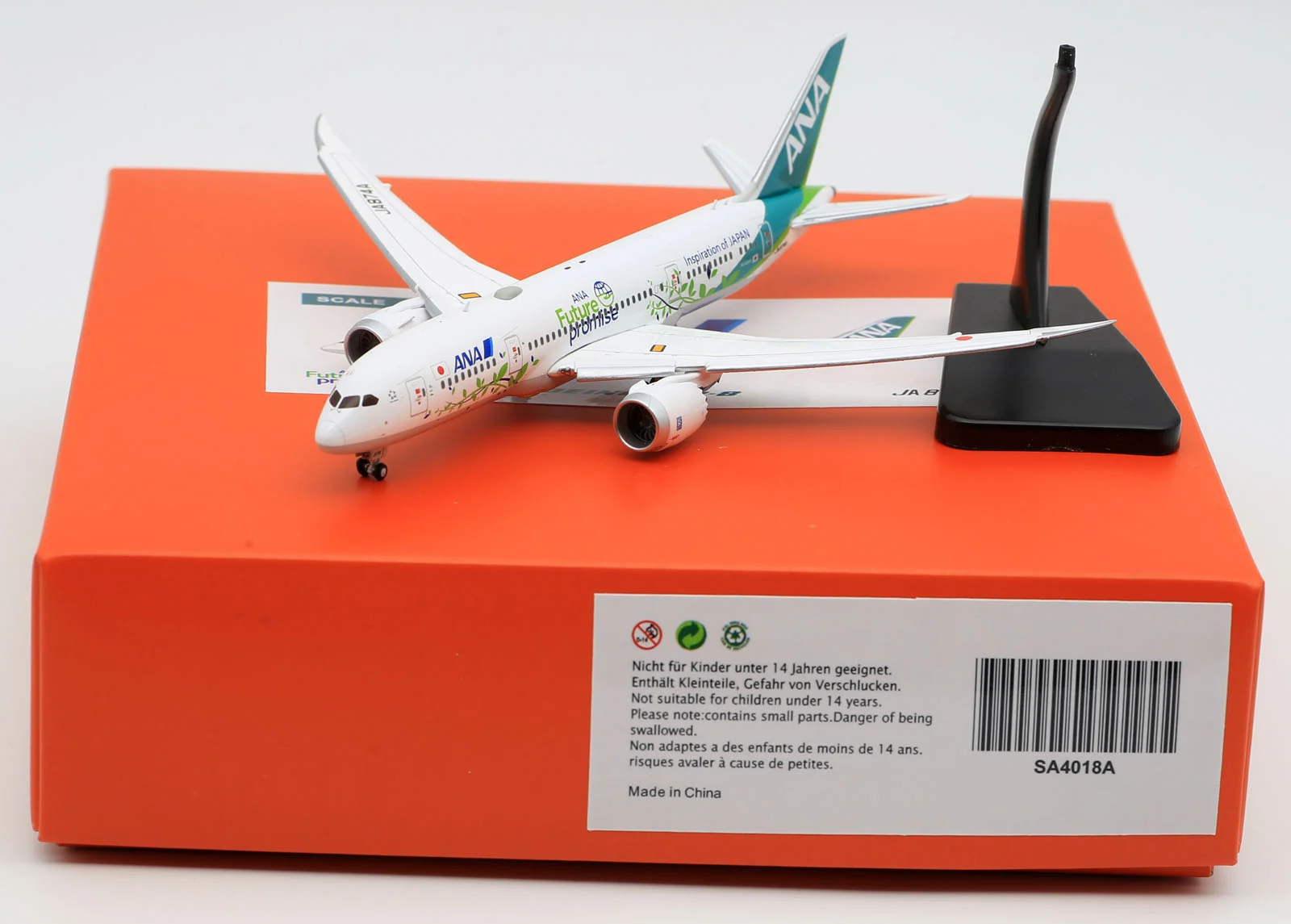 Collectible Diecast Aircraft Model Boeing B787-8 SA4018A JC Wings 1:400 All Nippon Airways ANA Reg: JA874A Flaps Down