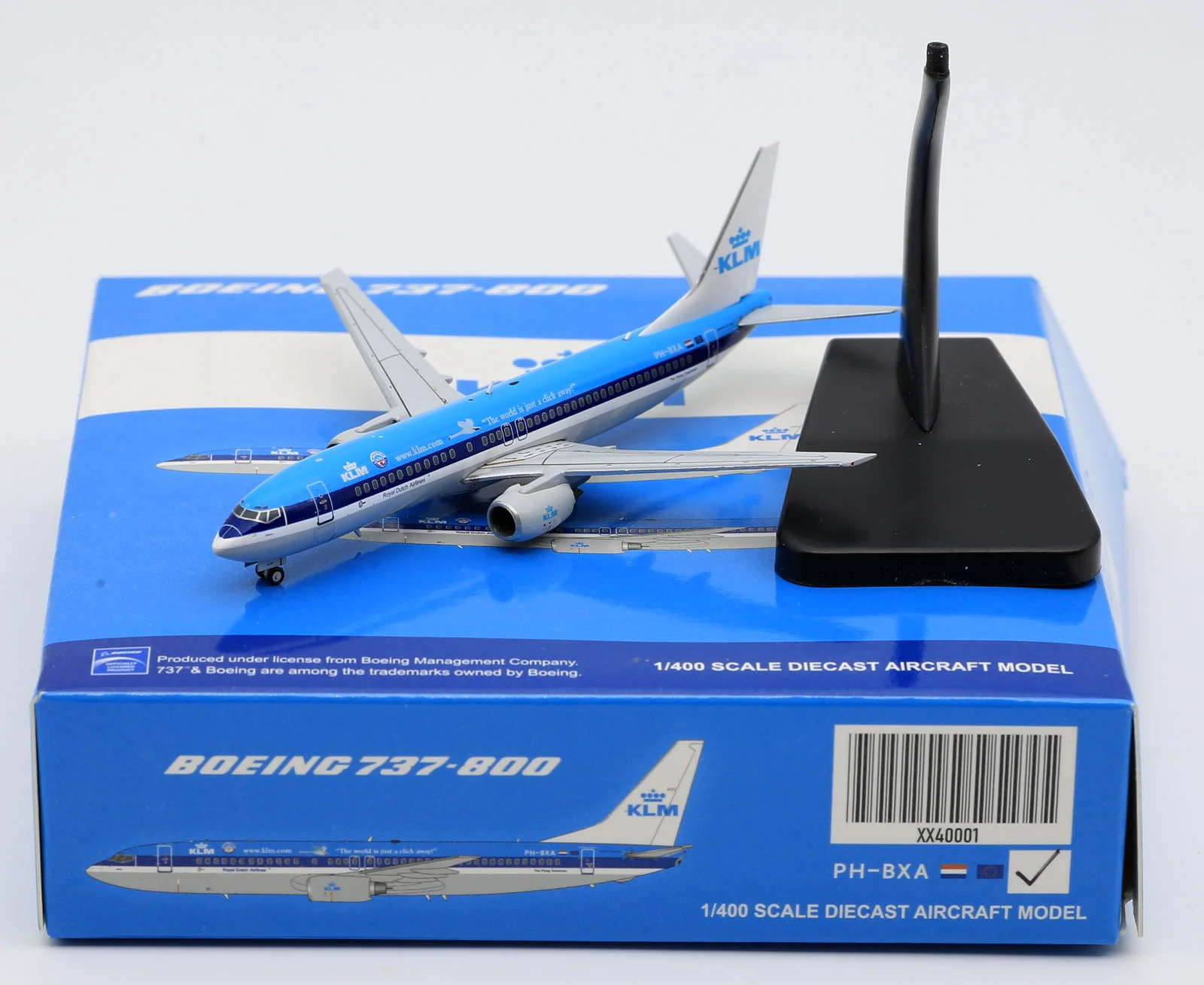 Collectible Diecast Aircraft Model Boeing B737-800 XX40001 JC Wings 1:400 KLM Royal Dutch Airlines Reg: PK-GFQ