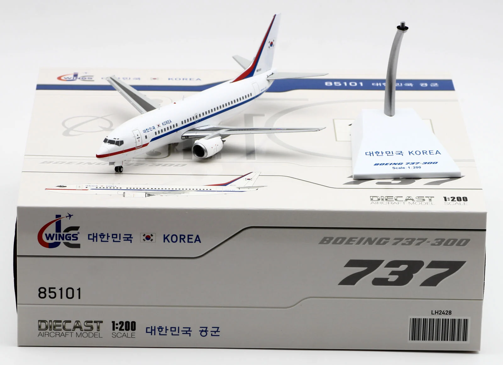 Collectible Diecast Aircraft Model Boeing B737-300 LH2428 JC Wings 1:200 Korea Air Force Reg: 85101