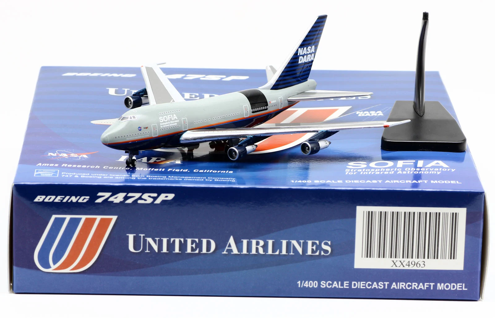 Collectible Diecast Aircraft Model Boeing B747SP XX4963 JC Wings 1:400 Sofia Dara Airlines Reg: N145UA