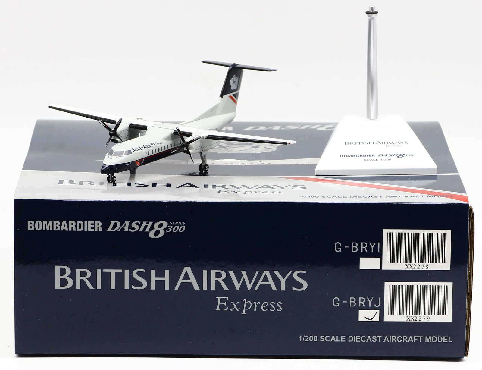 Collectible Diecast Aircraft Model Bombardier Dash8-Q300 XX2279 JC Wings 1:200 British Airways Express Reg: G-BRYP
