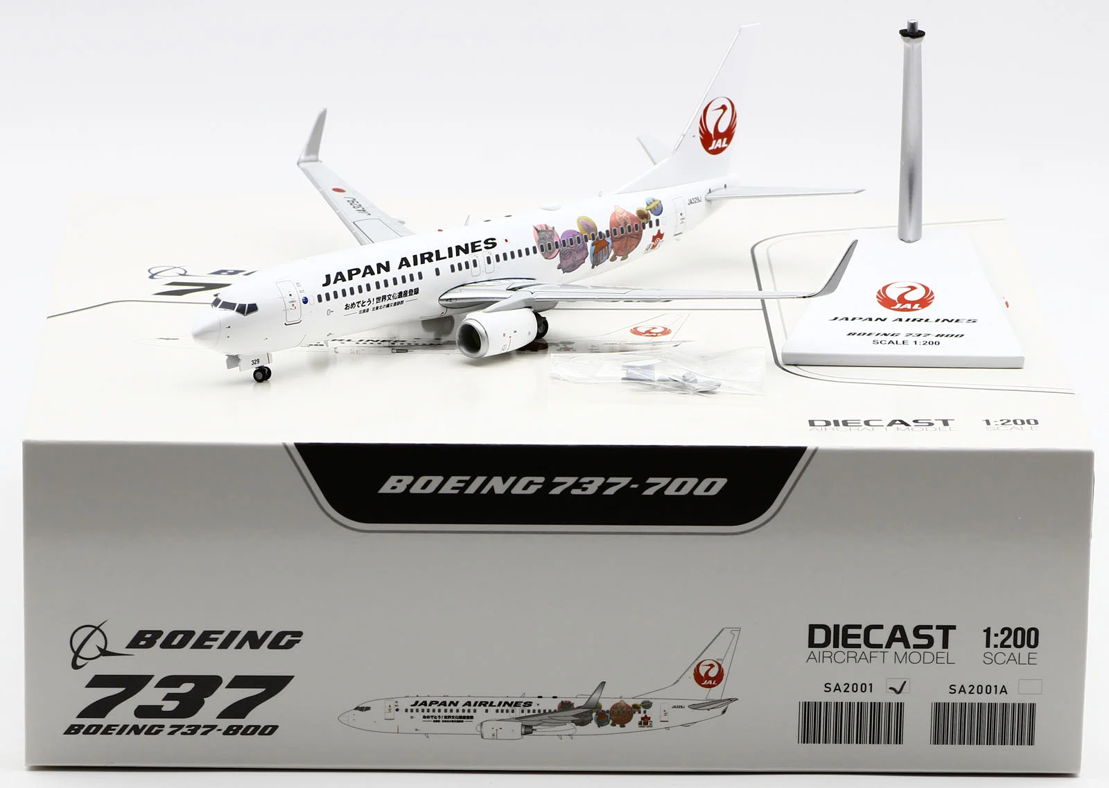 Collectible Diecast Aircraft Model Boeing B737-800 SA2001 JC Wings 1:200 Japan Airlines JAL Reg: JA329J