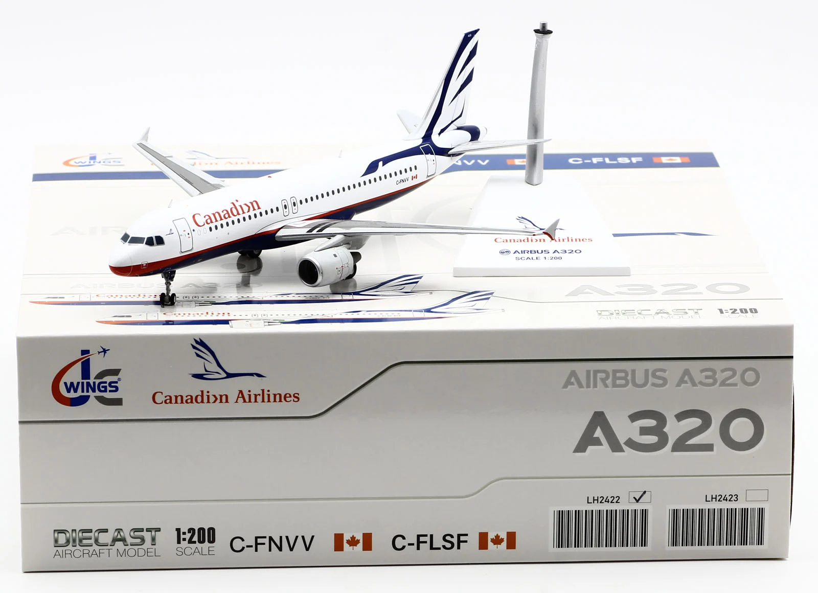 Collectible Diecast Aircraft Model Airbus A320 LH2422 JC Wings 1:200 Canadian Airlines Reg: C-FNVV