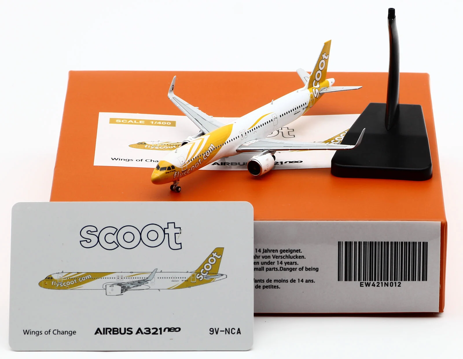 Collectible Diecast Aircraft Model Airbus A321neo EW421N012 JC Wings 1:400 Scoot Airlines Reg: 9V-TCA
