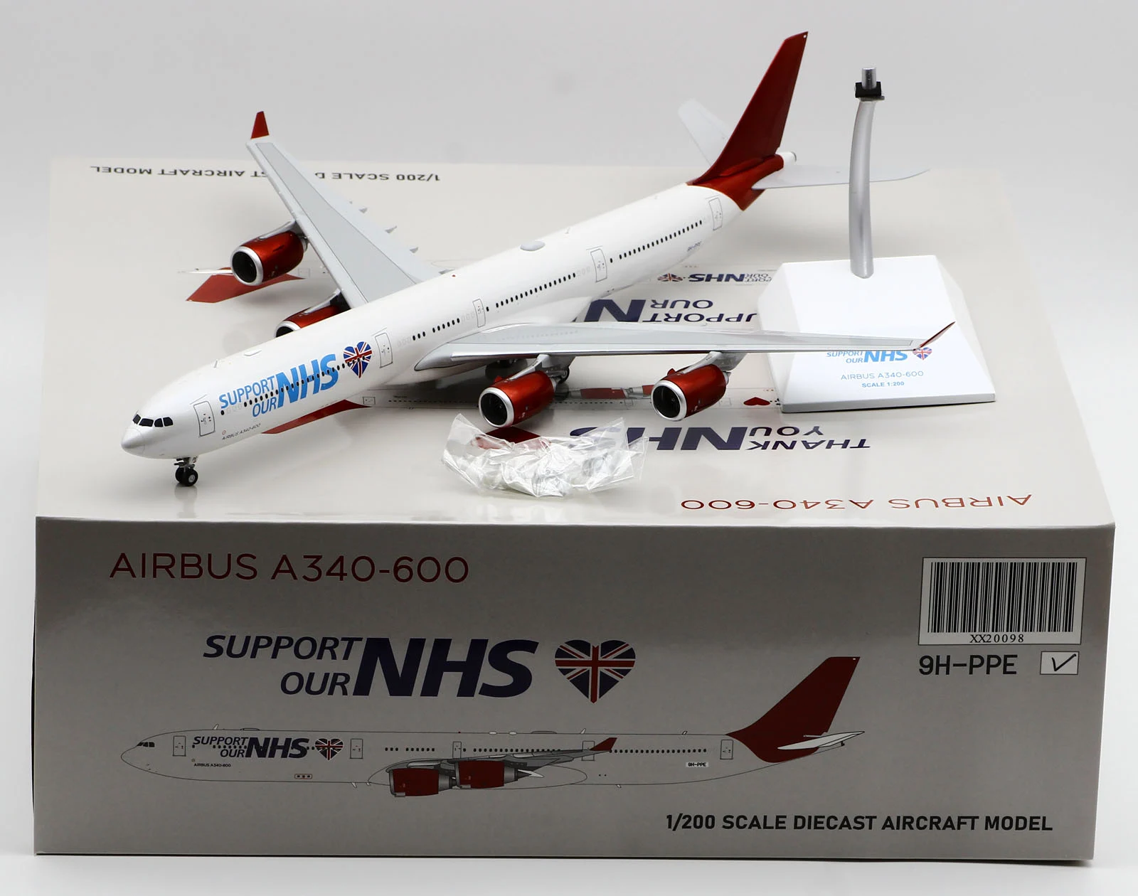 Collectible Diecast Aircraft Model Airbus A340-600 XX20098 JC Wings 1:200 Maleth-Aero Reg: 9H-PPE
